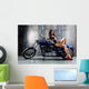 Blue Motorcycle Pin-up Wall Decal
