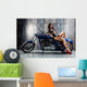 Blue Motorcycle Pin-up Wall Decal