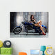 Blue Motorcycle Pin-up Wall Decal