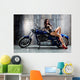 Blue Motorcycle Pin-up Wall Decal