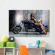 Blue Motorcycle Pin-up Wall Decal
