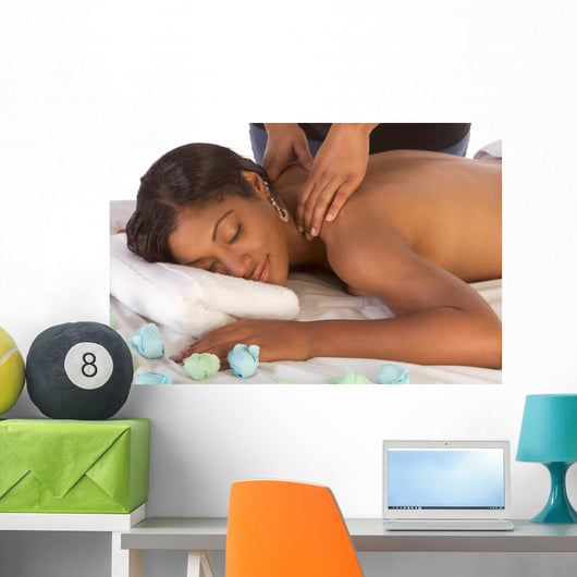 African-American Woman Getting Massage Wall Decal