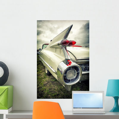 Old American Car Vintage Wall Decal shown on a wall