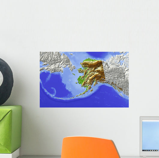 Alaska Shaded Relief Map Wall Decal