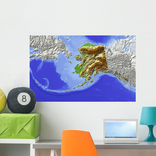 Alaska Shaded Relief Map Wall Decal