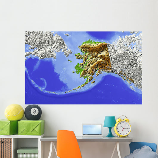 Alaska Shaded Relief Map Wall Decal