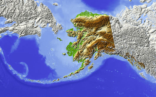 Alaska Shaded Relief Map Wall Decal