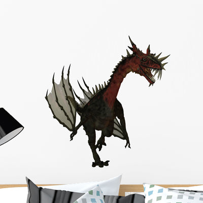 Fantasy Dragon Walking Wall Decal shown on a wall