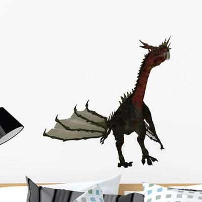 Fantasy Dragon Sniffing the Air Wall Decal shown on a wall