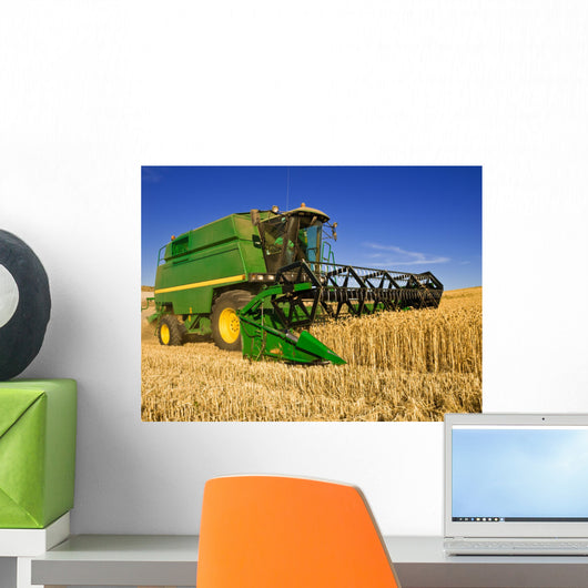 Combine Harvesting Wheat Field Wall Decal