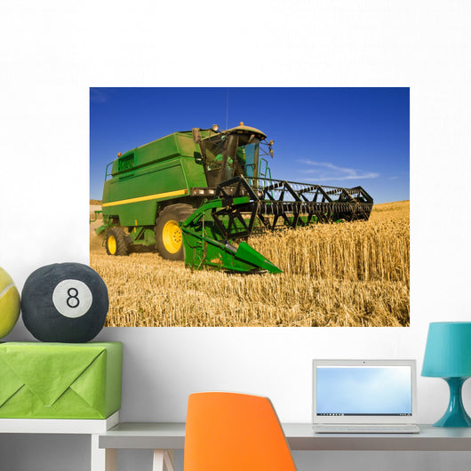 Combine Harvesting Wheat Field Wall Decal