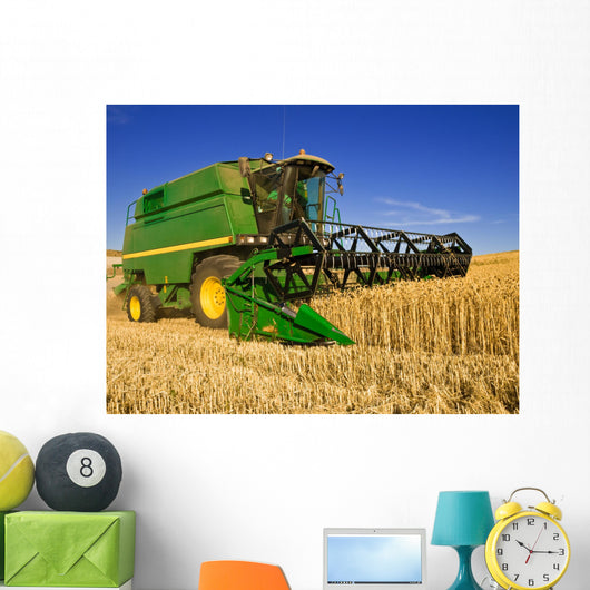 Combine Harvesting Wheat Field Wall Decal
