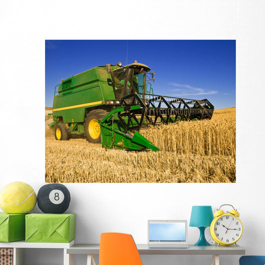 Combine Harvesting Wheat Field Wall Decal