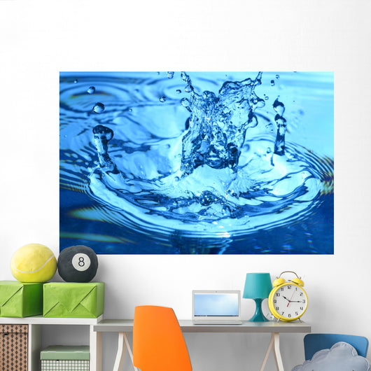 Blue Water Splash Macro Wall Decal