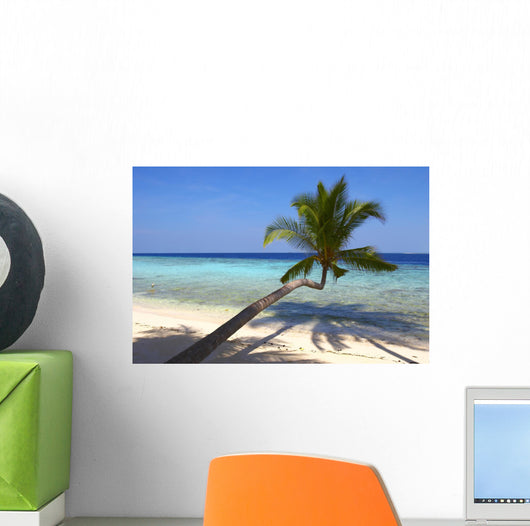Beautiful Beach with Palm Wall Decal