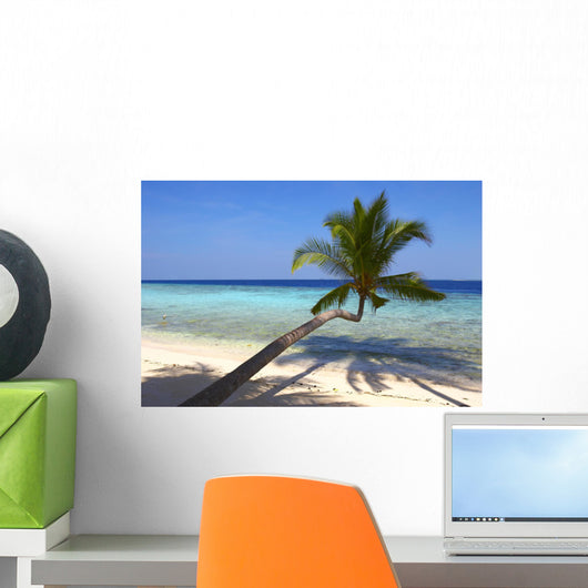 Beautiful Beach with Palm Wall Decal