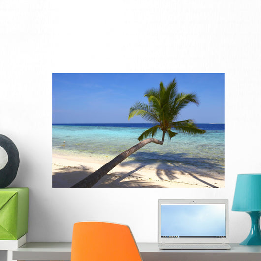 Beautiful Beach with Palm Wall Decal