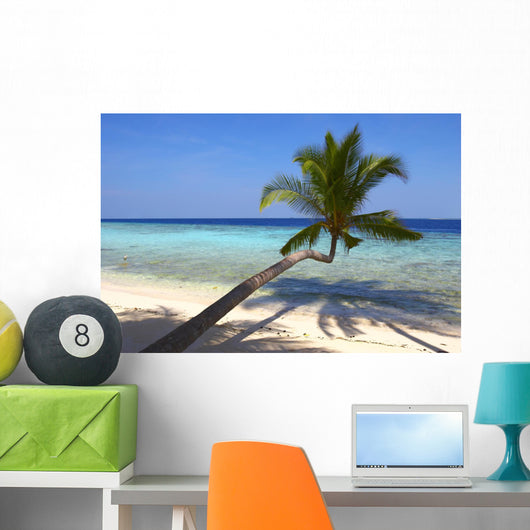 Beautiful Beach with Palm Wall Decal