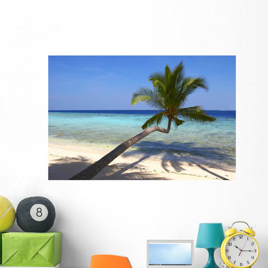 Beautiful Beach with Palm Wall Decal