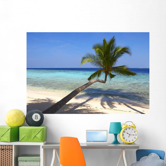 Beautiful Beach with Palm Wall Decal