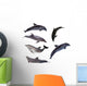 Six Grey Doplhins Wall Decal Sticker Set