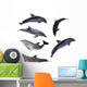 Six Grey Doplhins Wall Decal Sticker Set
