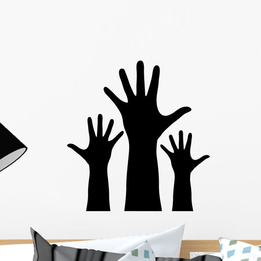 Raised Hands Silhouette Wall Decal