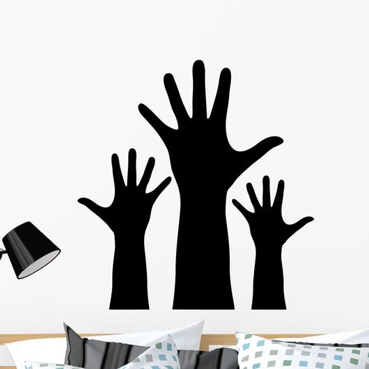 Raised Hands Silhouette Wall Decal