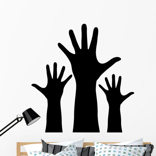 Raised Hands Silhouette Wall Decal