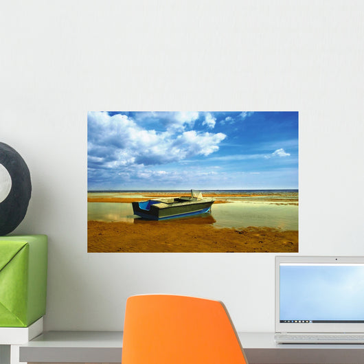 Lonely Boat Low Water Wall Decal