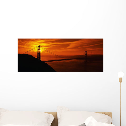 Golden Gate Bridge Sunrise Wall Decal Panoramic Wall Decal