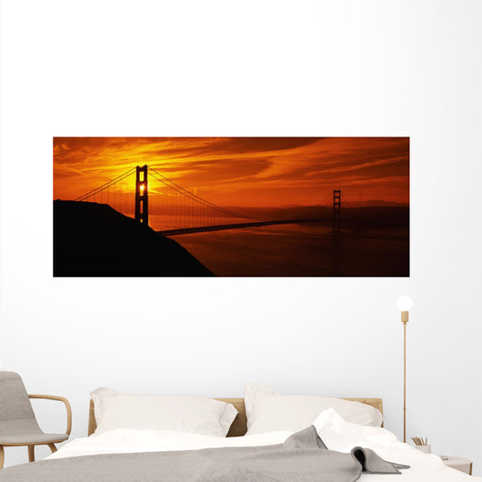 Golden Gate Bridge Sunrise Wall Decal Panoramic Wall Decal