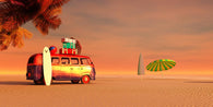 Beach Van and Sunset Wall Decal