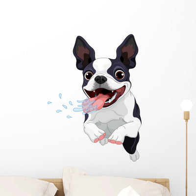 Terrier Boston Wall Decal shown on a wall
