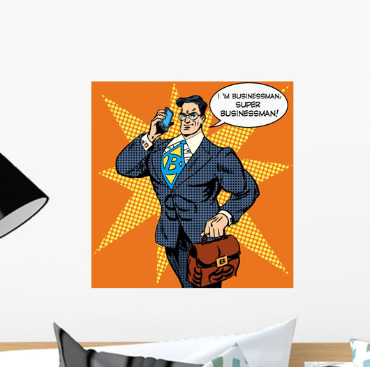 Super Businessman Answering Phone Wall Decal