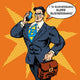 Super Businessman Answering Phone Wall Decal