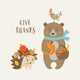 Cute Thanksgiving Greeting Card Wall Decal