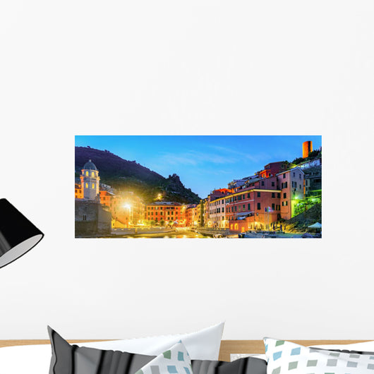 Vernazza Twilight Cinque Terre Wall Decal Panoramic Wall Decal