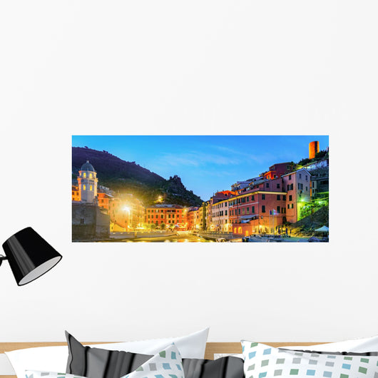 Vernazza Twilight Cinque Terre Wall Decal Panoramic Wall Decal