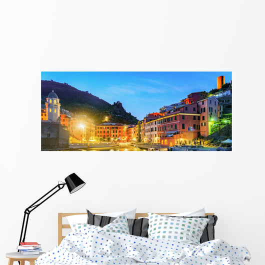 Vernazza Twilight Cinque Terre Wall Decal Panoramic Wall Decal