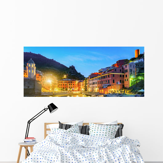 Vernazza Twilight Cinque Terre Wall Decal Panoramic Wall Decal