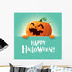 Happy Halloween Pumpkin - Teal Background Wall Decal