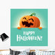 Happy Halloween Pumpkin - Teal Background Wall Decal