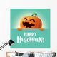 Happy Halloween Pumpkin - Teal Background Wall Decal