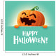 Happy Halloween Pumpkin - Teal Background Wall Decal