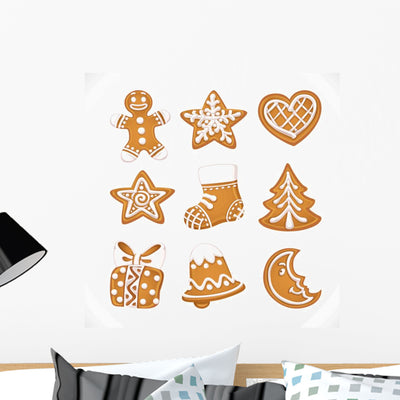 Christmas Gingerbread Wall Decal shown on a wall