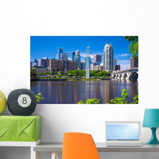 Mississippi River Minneapolis Skyline Wall Decal