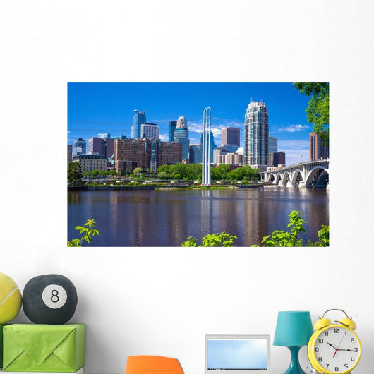 Mississippi River Minneapolis Skyline Wall Decal