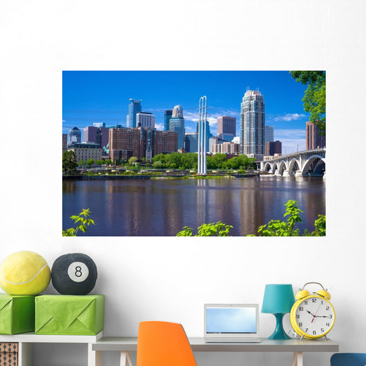 Mississippi River Minneapolis Skyline Wall Decal