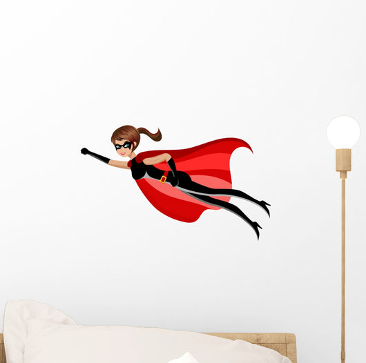 Superhero Woman Flying Wall Decal